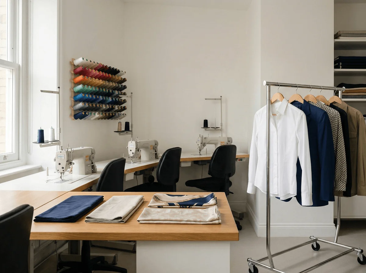 Организованный швейный цех с швейными машинами